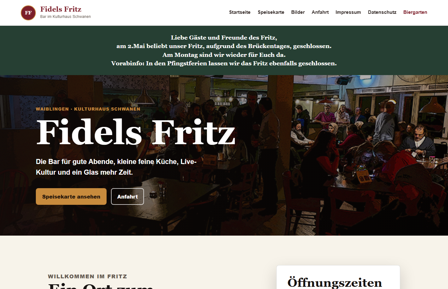 Screenshot der Website Fidels Fritz